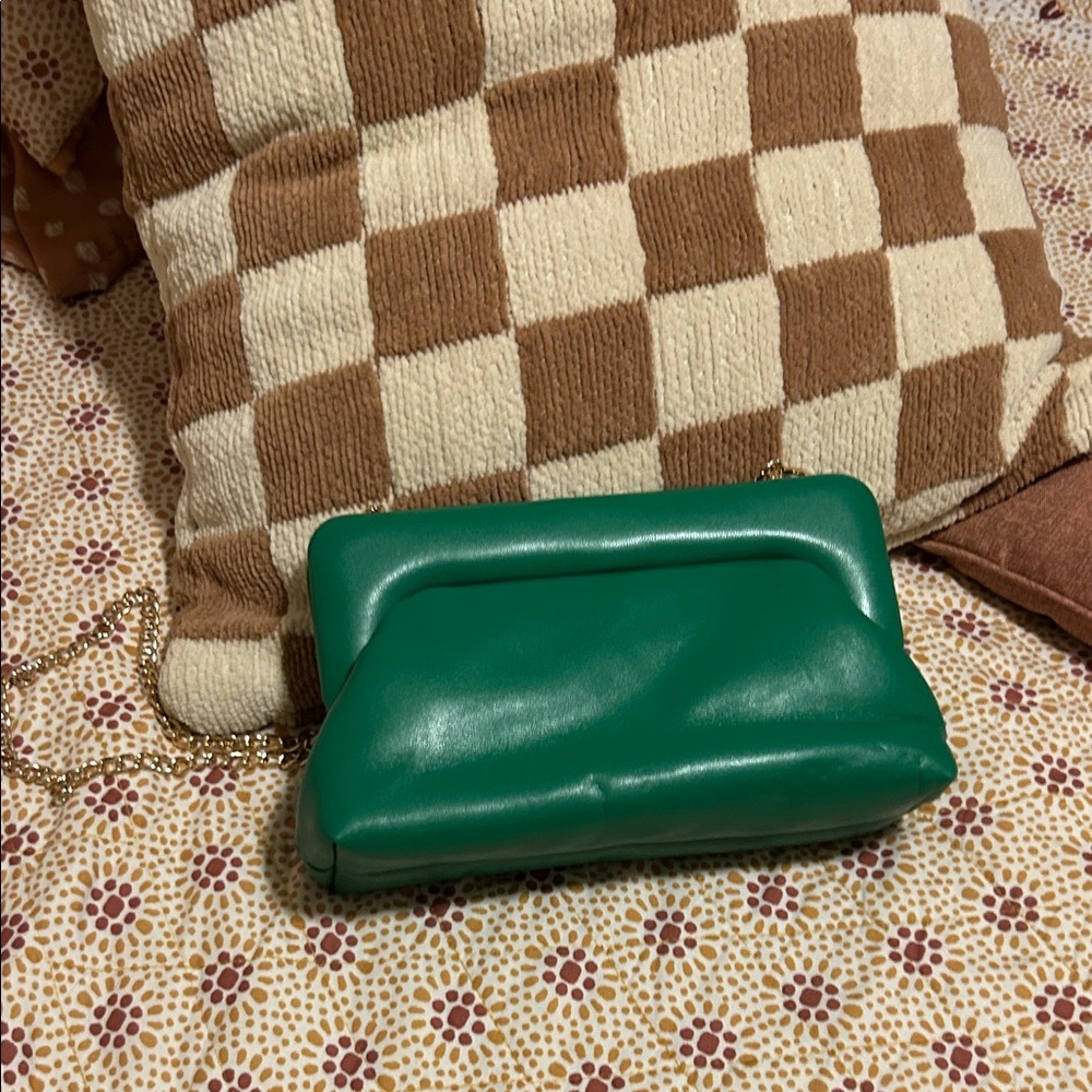a new day Green Clutch with Gold Chain